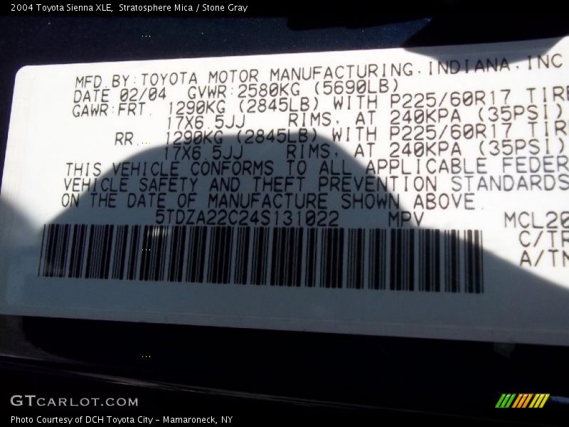 Stratosphere Mica / Stone Gray 2004 Toyota Sienna XLE