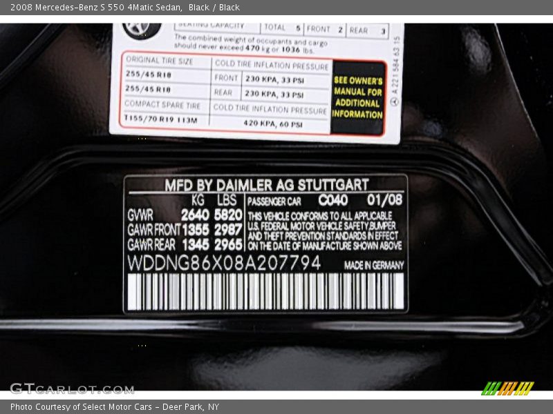 Black / Black 2008 Mercedes-Benz S 550 4Matic Sedan