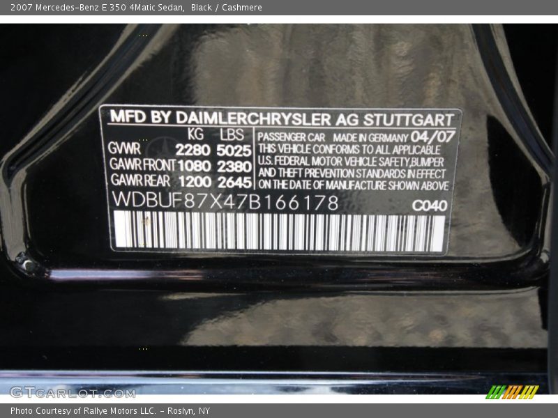 Black / Cashmere 2007 Mercedes-Benz E 350 4Matic Sedan