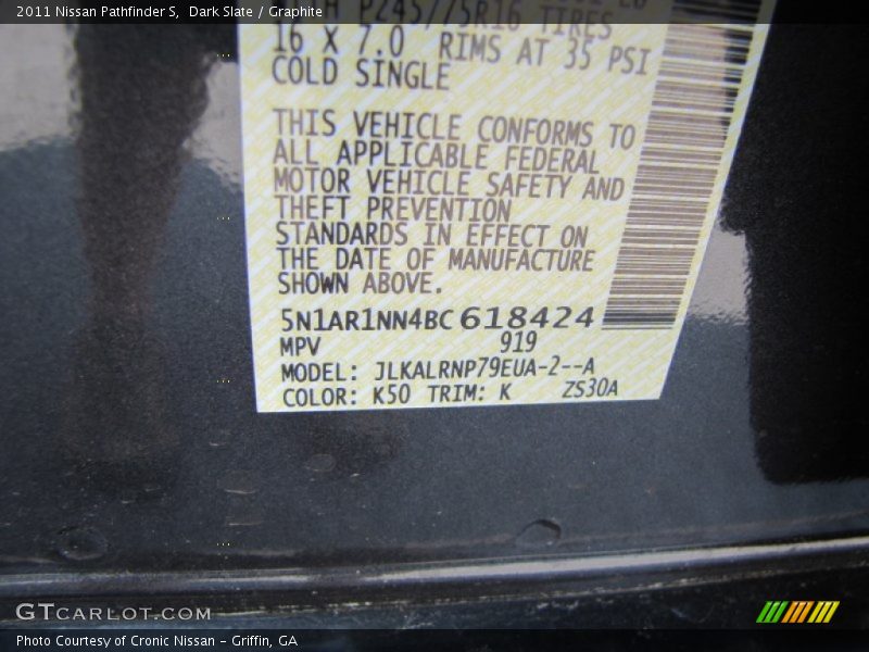 Dark Slate / Graphite 2011 Nissan Pathfinder S