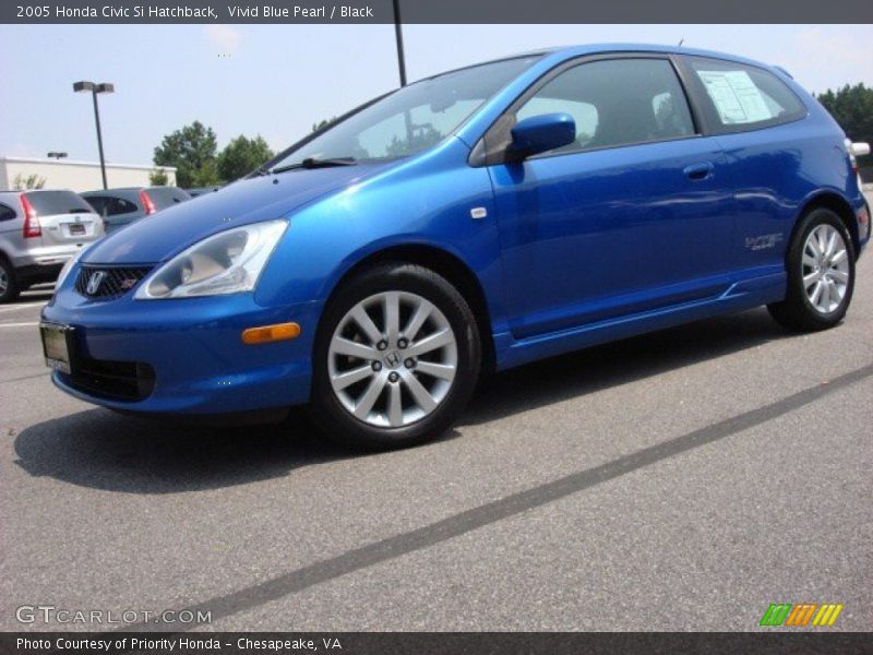 Vivid Blue Pearl / Black 2005 Honda Civic Si Hatchback