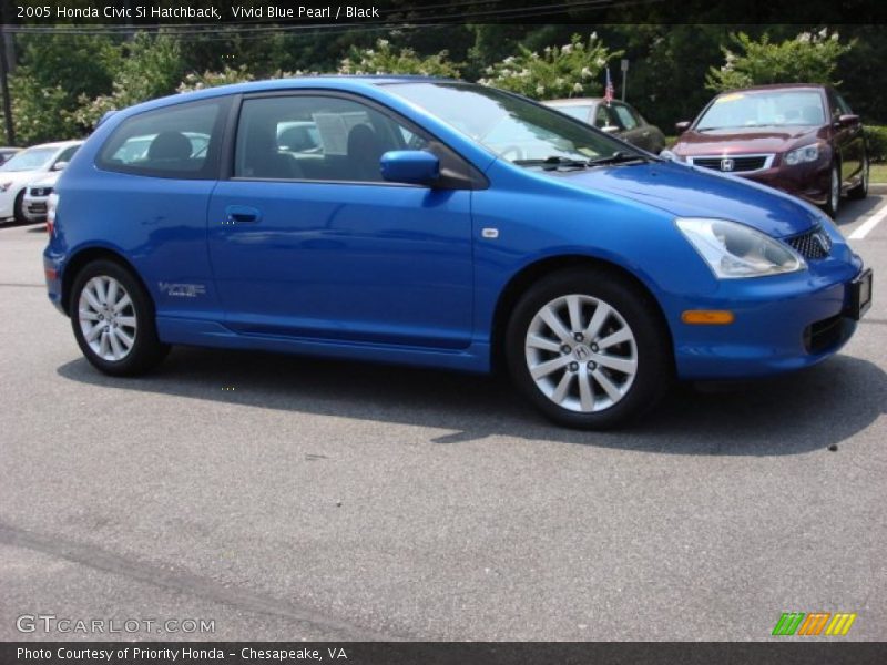 Vivid Blue Pearl / Black 2005 Honda Civic Si Hatchback