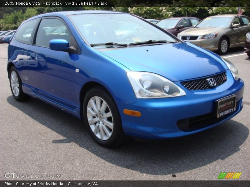 Vivid Blue Pearl / Black 2005 Honda Civic Si Hatchback