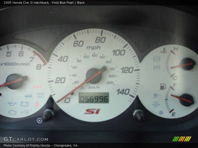 Vivid Blue Pearl / Black 2005 Honda Civic Si Hatchback