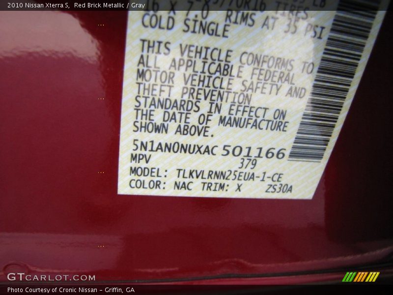 Red Brick Metallic / Gray 2010 Nissan Xterra S