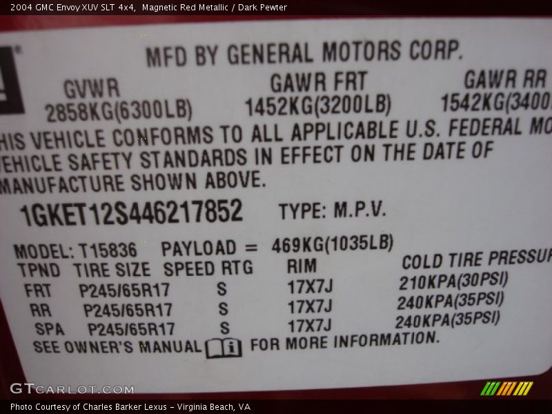 Magnetic Red Metallic / Dark Pewter 2004 GMC Envoy XUV SLT 4x4