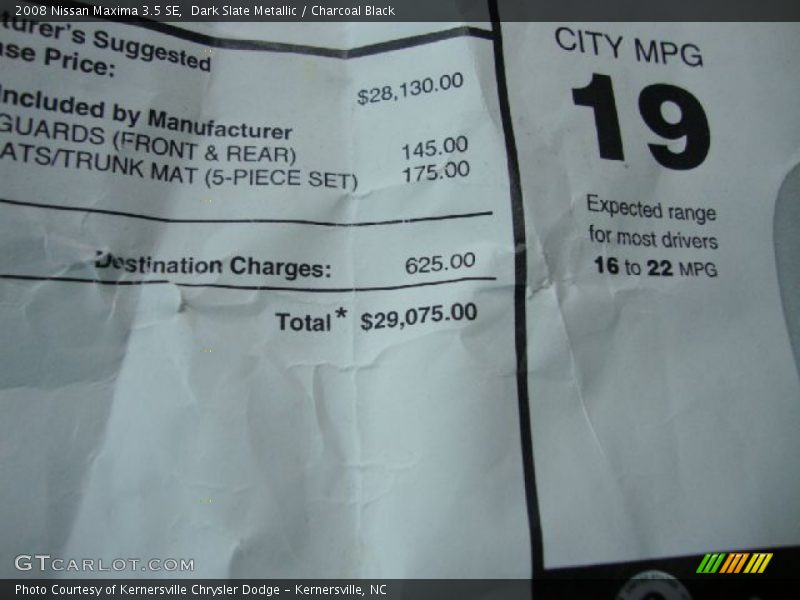 Dark Slate Metallic / Charcoal Black 2008 Nissan Maxima 3.5 SE