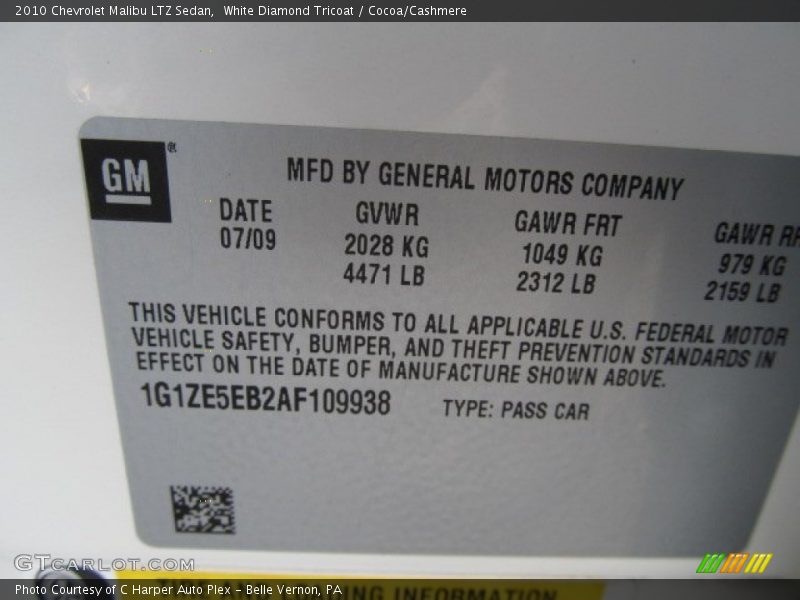 White Diamond Tricoat / Cocoa/Cashmere 2010 Chevrolet Malibu LTZ Sedan