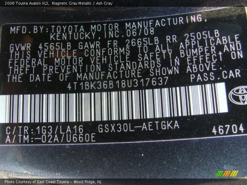 Magnetic Gray Metallic / Ash Gray 2008 Toyota Avalon XLS