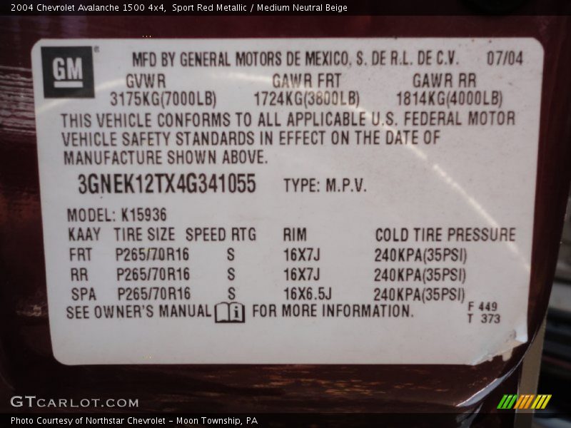 Sport Red Metallic / Medium Neutral Beige 2004 Chevrolet Avalanche 1500 4x4
