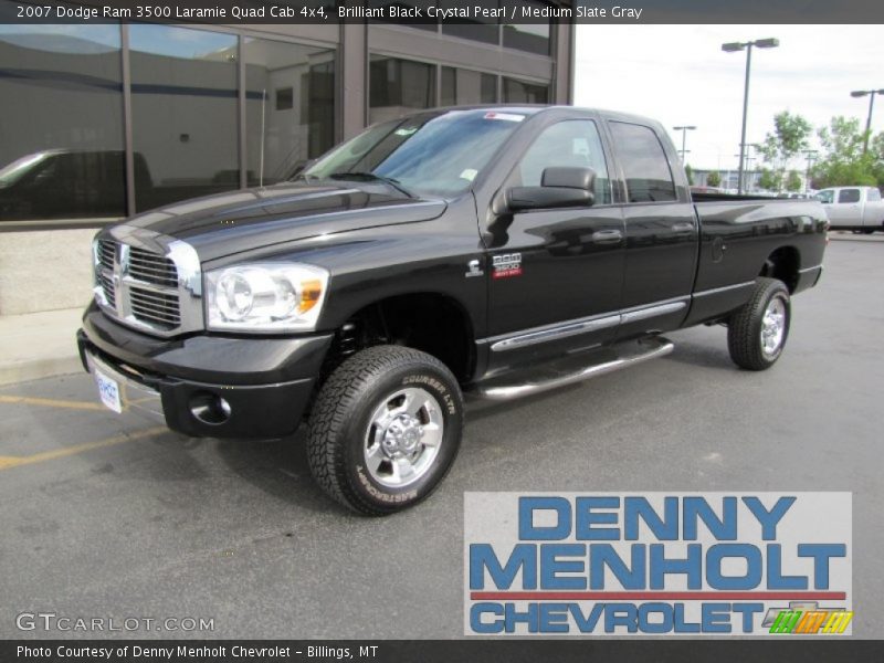 Brilliant Black Crystal Pearl / Medium Slate Gray 2007 Dodge Ram 3500 Laramie Quad Cab 4x4