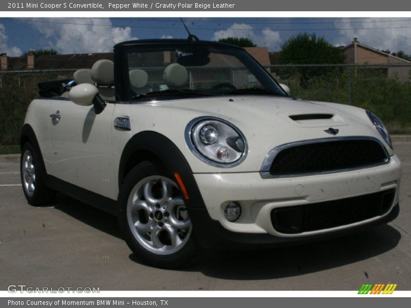 Pepper White / Gravity Polar Beige Leather 2011 Mini Cooper S Convertible