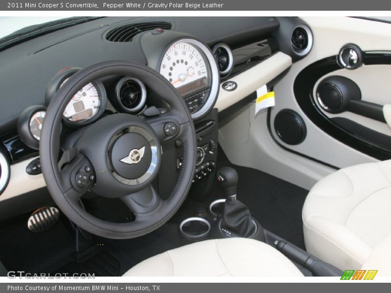 Pepper White / Gravity Polar Beige Leather 2011 Mini Cooper S Convertible