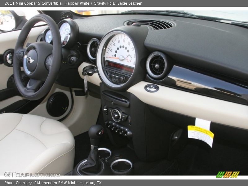 Pepper White / Gravity Polar Beige Leather 2011 Mini Cooper S Convertible