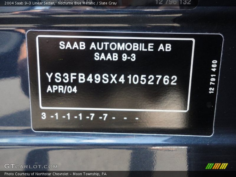 Nocturne Blue Metallic / Slate Gray 2004 Saab 9-3 Linear Sedan