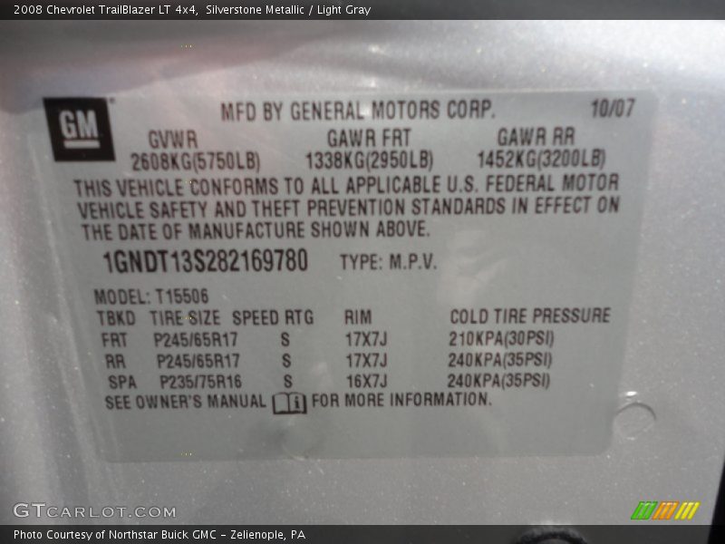 Silverstone Metallic / Light Gray 2008 Chevrolet TrailBlazer LT 4x4