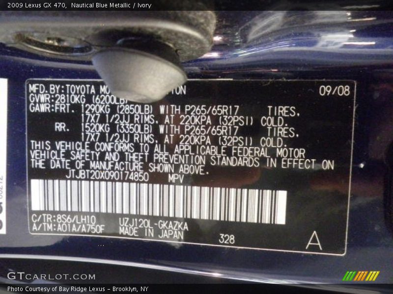 Nautical Blue Metallic / Ivory 2009 Lexus GX 470