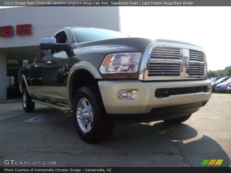 Sagebrush Pearl / Light Pebble Beige/Bark Brown 2011 Dodge Ram 2500 HD Laramie Longhorn Mega Cab 4x4