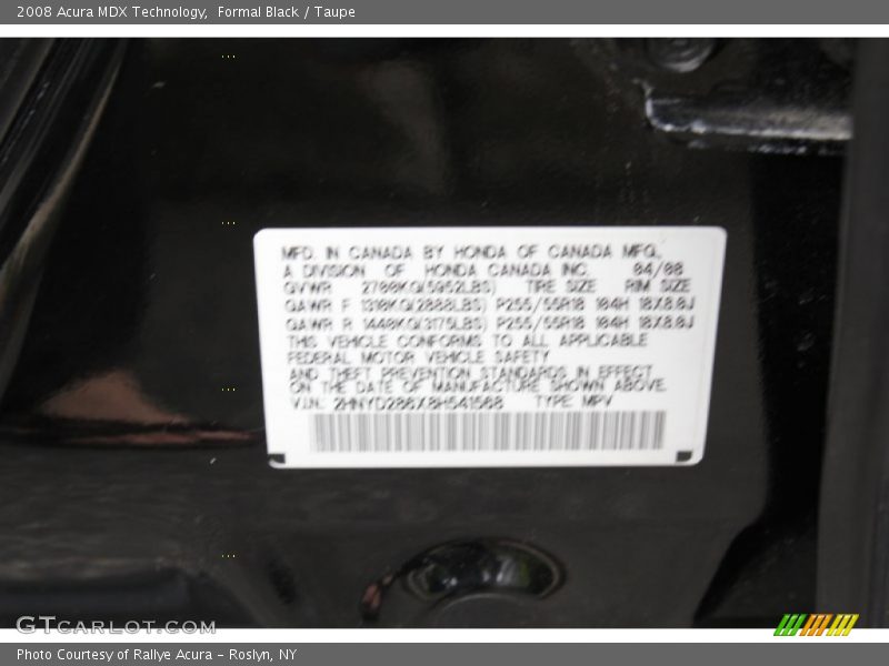 Formal Black / Taupe 2008 Acura MDX Technology
