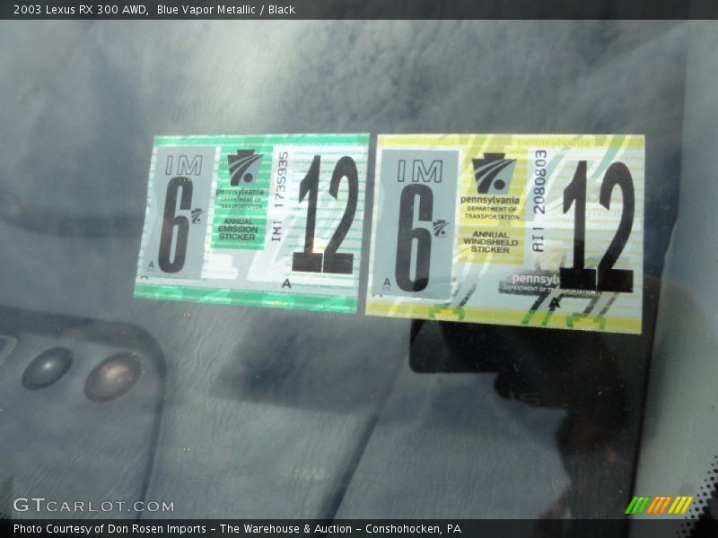 Blue Vapor Metallic / Black 2003 Lexus RX 300 AWD