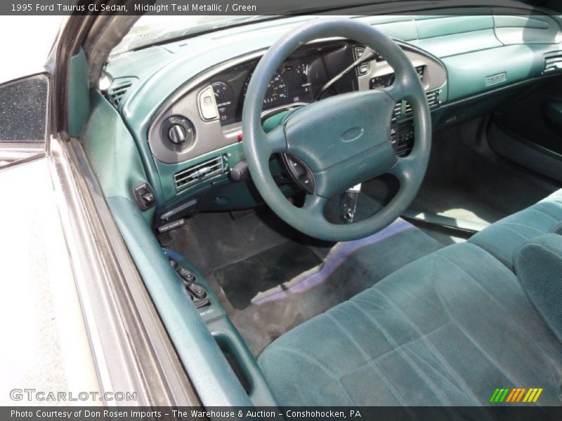 Midnight Teal Metallic / Green 1995 Ford Taurus GL Sedan