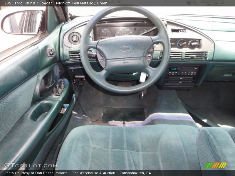 Midnight Teal Metallic / Green 1995 Ford Taurus GL Sedan