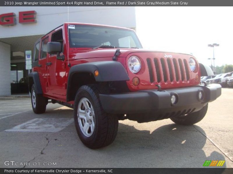 Flame Red / Dark Slate Gray/Medium Slate Gray 2010 Jeep Wrangler Unlimited Sport 4x4 Right Hand Drive
