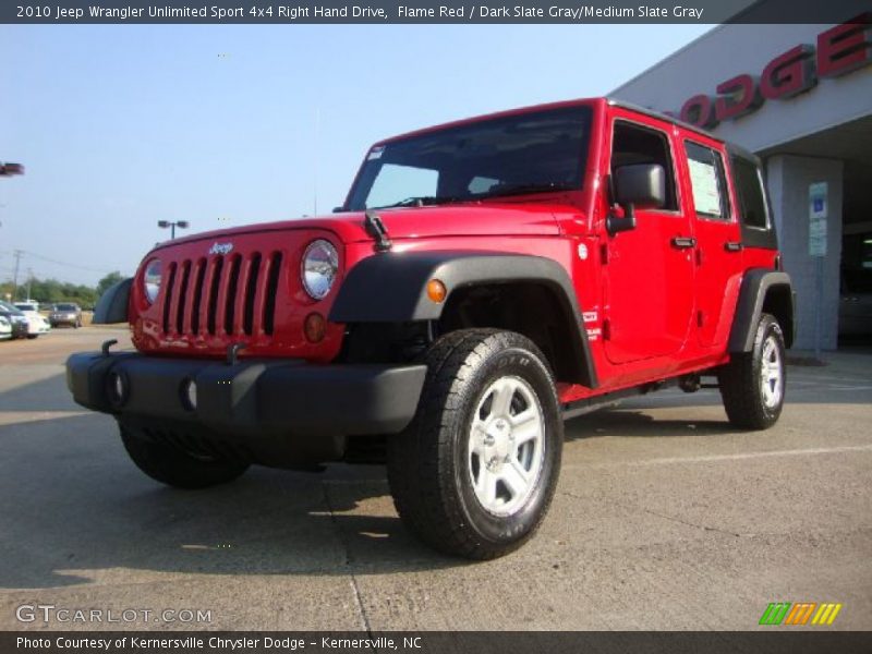 Flame Red / Dark Slate Gray/Medium Slate Gray 2010 Jeep Wrangler Unlimited Sport 4x4 Right Hand Drive