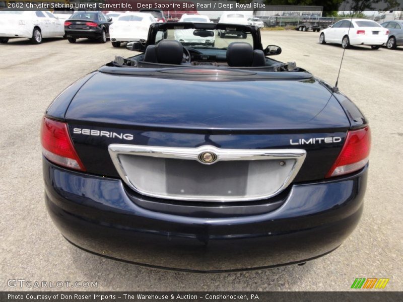 Deep Sapphire Blue Pearl / Deep Royal Blue 2002 Chrysler Sebring Limited Convertible