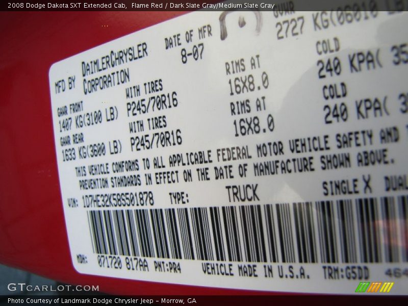 Flame Red / Dark Slate Gray/Medium Slate Gray 2008 Dodge Dakota SXT Extended Cab