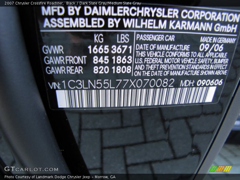 Black / Dark Slate Gray/Medium Slate Gray 2007 Chrysler Crossfire Roadster