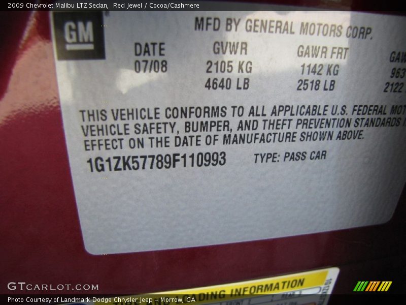 Red Jewel / Cocoa/Cashmere 2009 Chevrolet Malibu LTZ Sedan