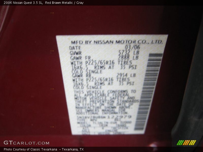 Red Brawn Metallic / Gray 2006 Nissan Quest 3.5 SL