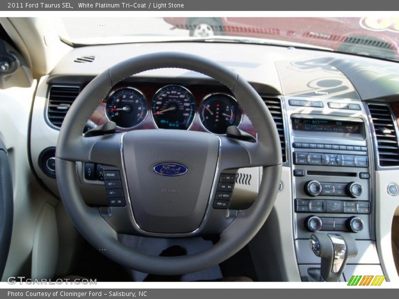 White Platinum Tri-Coat / Light Stone 2011 Ford Taurus SEL