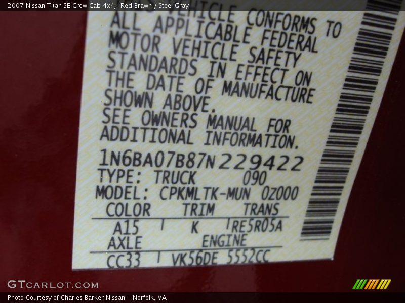 Red Brawn / Steel Gray 2007 Nissan Titan SE Crew Cab 4x4