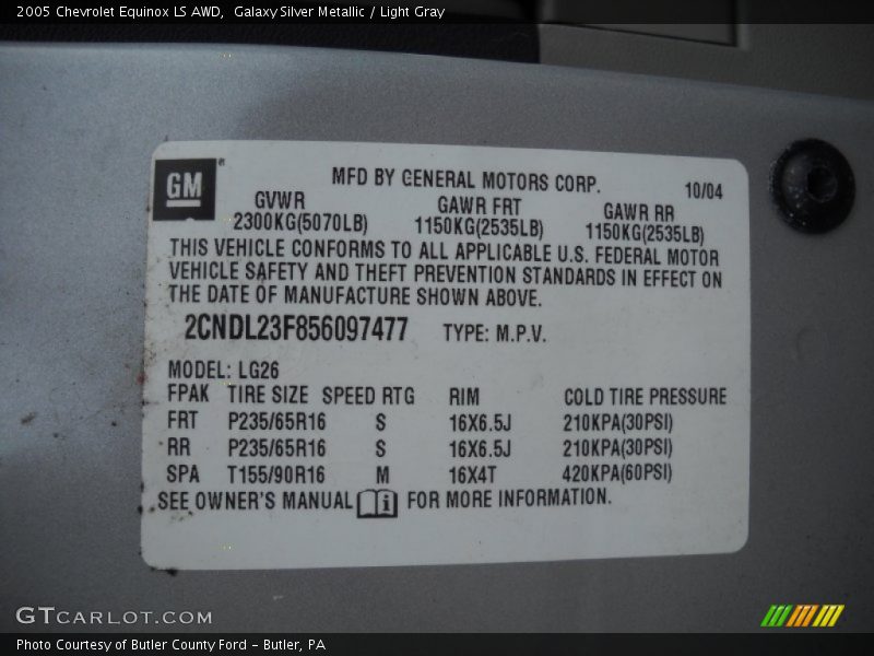 Galaxy Silver Metallic / Light Gray 2005 Chevrolet Equinox LS AWD