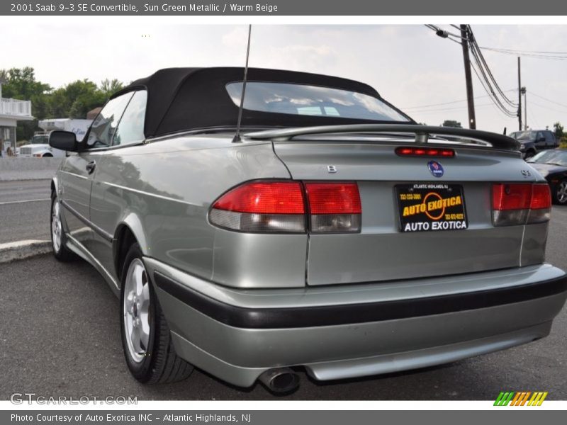 Sun Green Metallic / Warm Beige 2001 Saab 9-3 SE Convertible