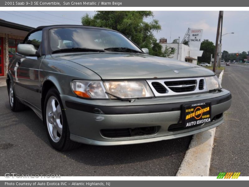 Sun Green Metallic / Warm Beige 2001 Saab 9-3 SE Convertible