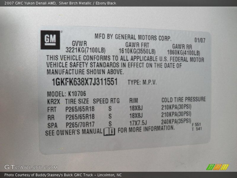 Silver Birch Metallic / Ebony Black 2007 GMC Yukon Denali AWD