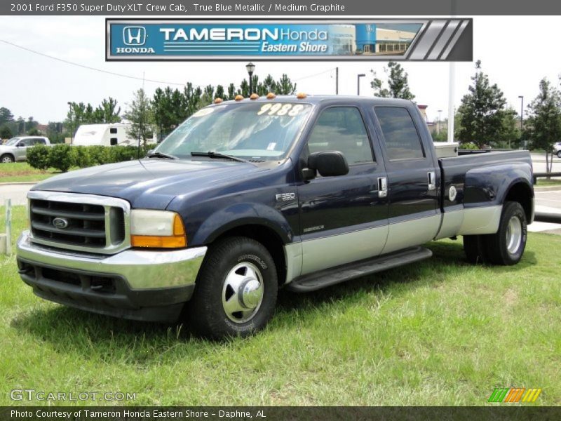 True Blue Metallic / Medium Graphite 2001 Ford F350 Super Duty XLT Crew Cab