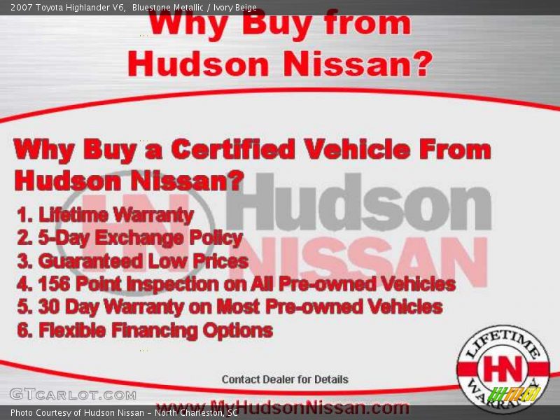 Bluestone Metallic / Ivory Beige 2007 Toyota Highlander V6