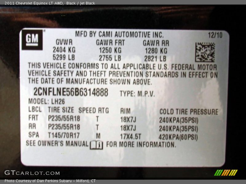 Black / Jet Black 2011 Chevrolet Equinox LT AWD