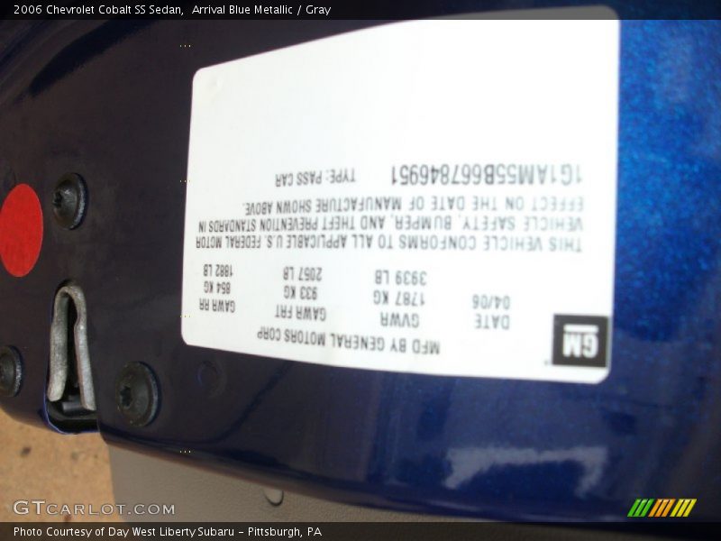 Arrival Blue Metallic / Gray 2006 Chevrolet Cobalt SS Sedan