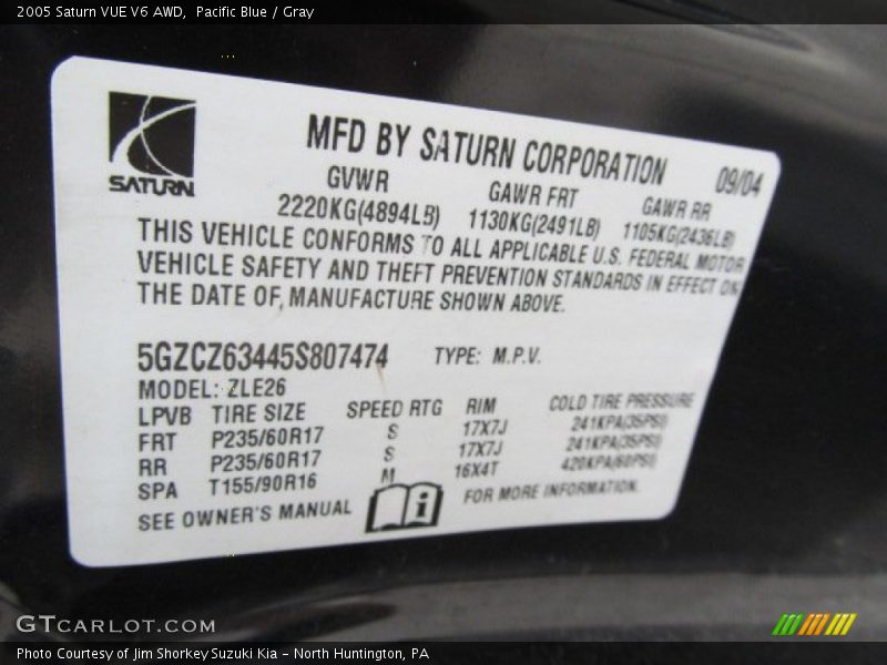 Pacific Blue / Gray 2005 Saturn VUE V6 AWD