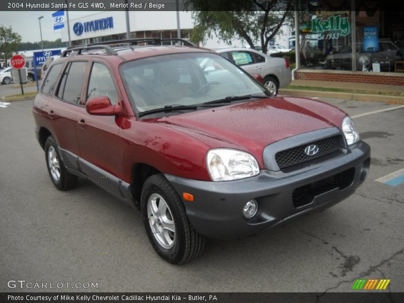 Merlot Red / Beige 2004 Hyundai Santa Fe GLS 4WD