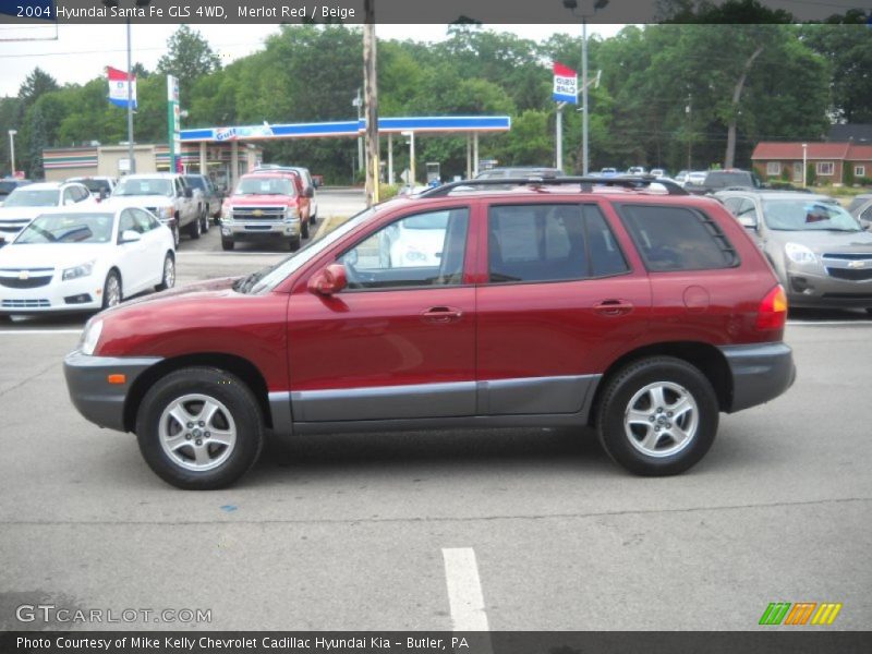 Merlot Red / Beige 2004 Hyundai Santa Fe GLS 4WD