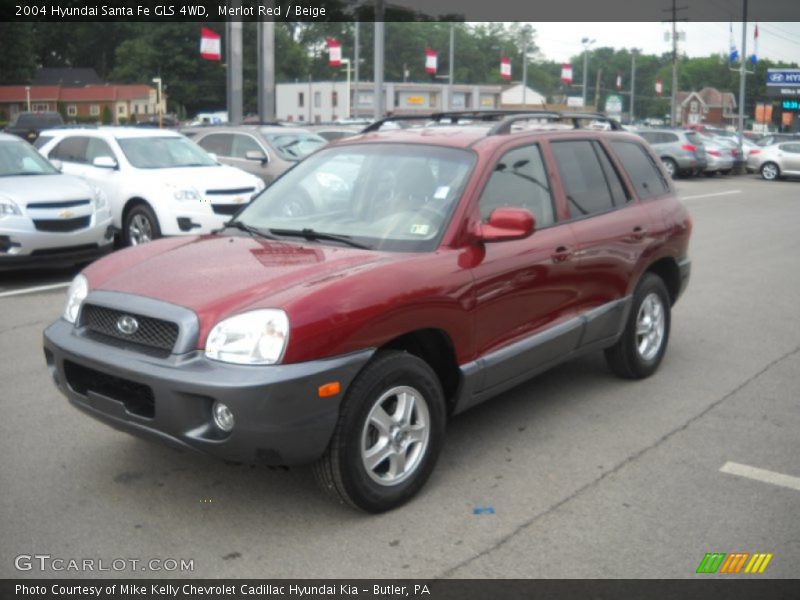 Merlot Red / Beige 2004 Hyundai Santa Fe GLS 4WD