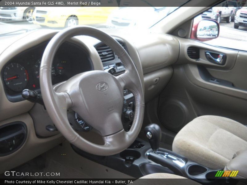 Merlot Red / Beige 2004 Hyundai Santa Fe GLS 4WD
