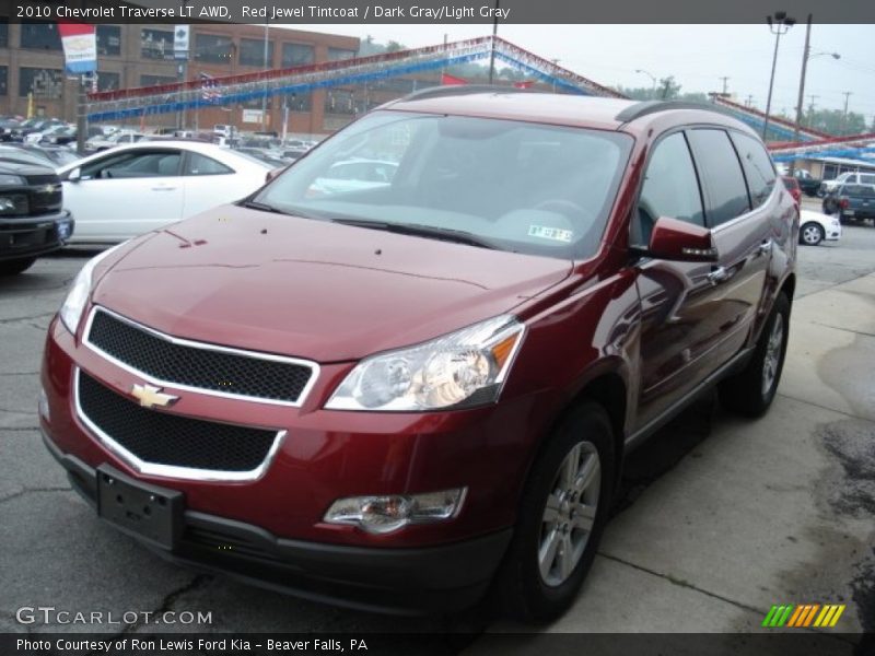 Red Jewel Tintcoat / Dark Gray/Light Gray 2010 Chevrolet Traverse LT AWD