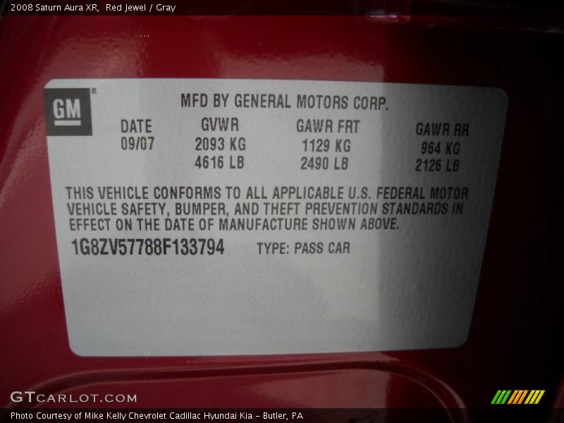 Red Jewel / Gray 2008 Saturn Aura XR